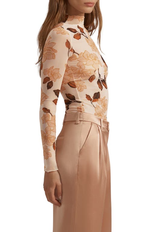 Favorite Daughter The Sheer Fantasy Mock Neck Top In Brown