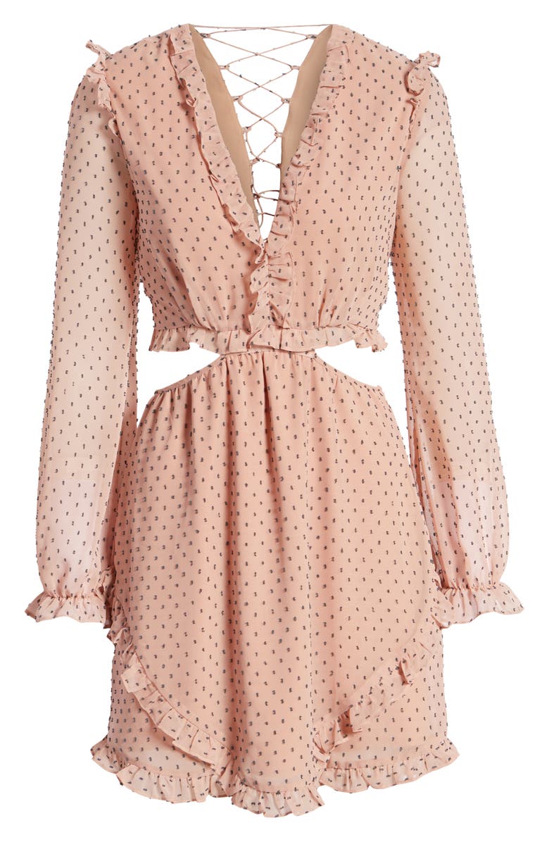 WAYF Allegria Lace-Up Minidress, Alternate, color, 