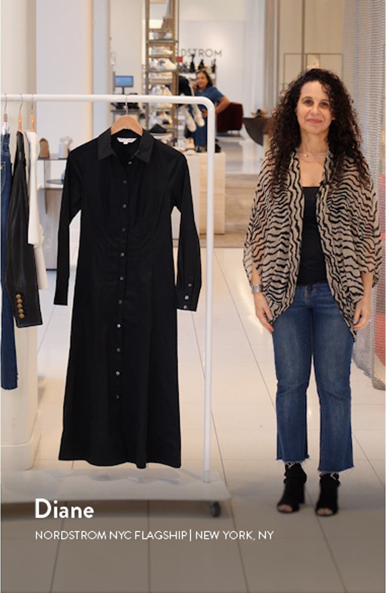 Goldie Long Sleeve Stretch Cotton Midi Shirtdress, sales video thumbnail