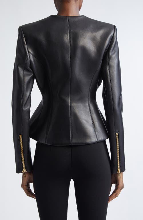 Balmain Lambskin Leather Basque Jacket In Black