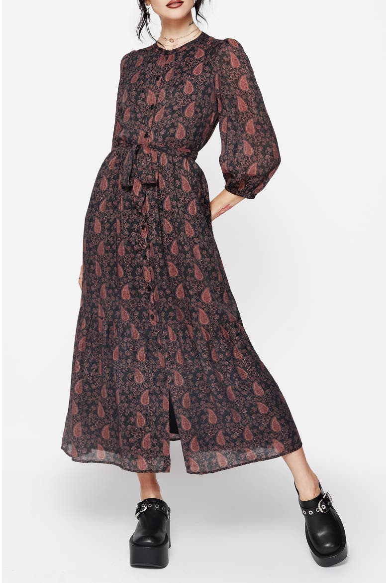 Isola Paisley Shift Midi Dress, Alternate, color, Red