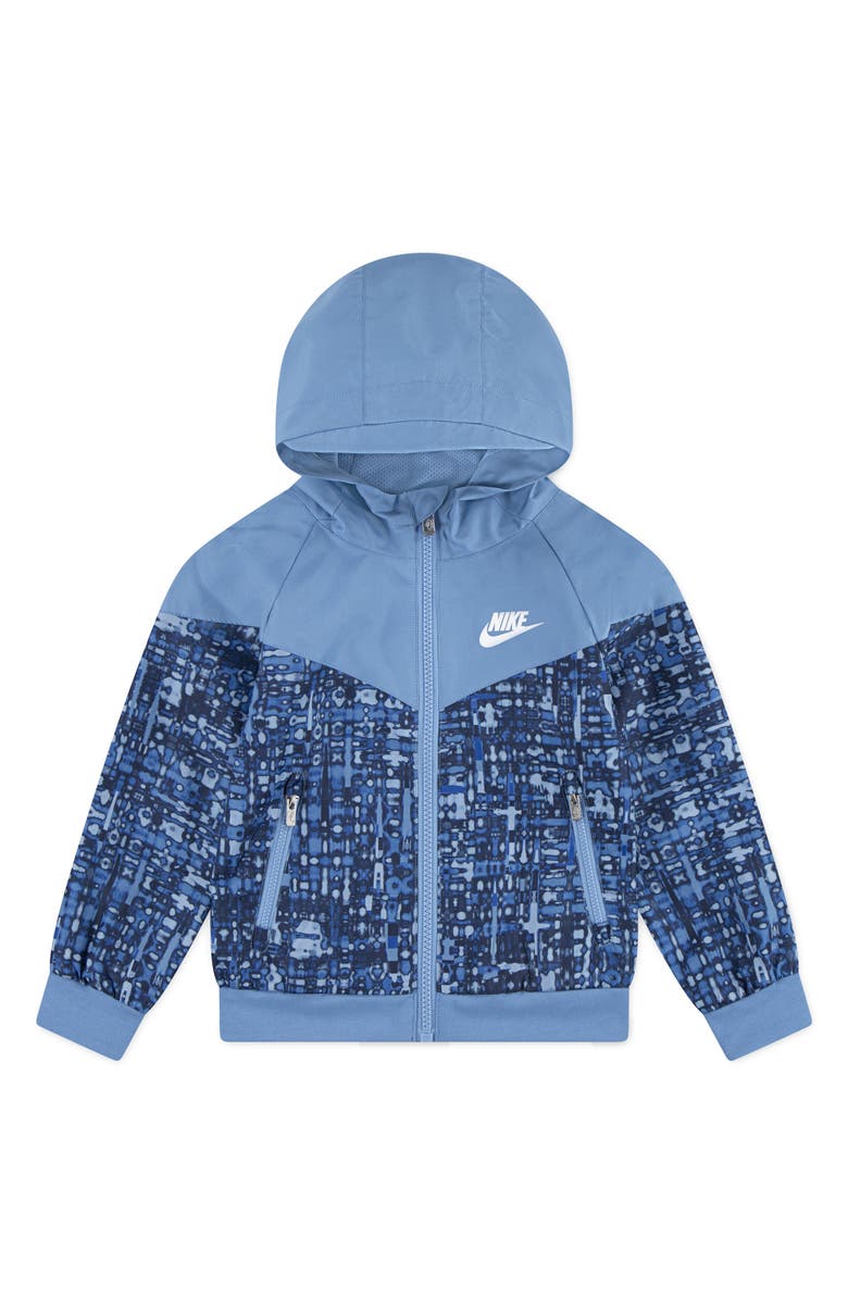 Nike Kids' Water Resistant Hooded Windrunner Jacket, Main, color, Blue Beyond