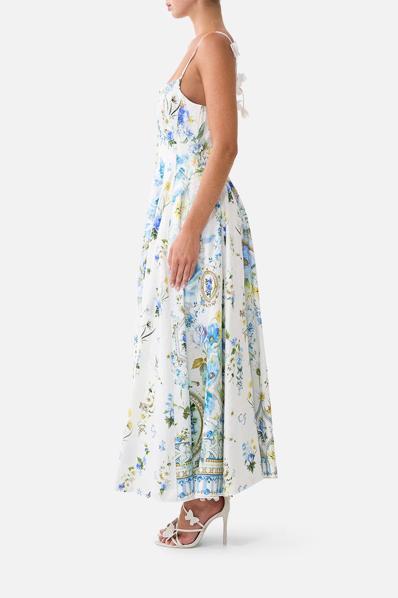 Corset Dress With Long Flared Skirt, Alternate, color, Dandelion Skies