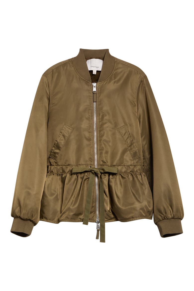 Valerina Peplum Coat, Alternate, color, DARK OLIVE