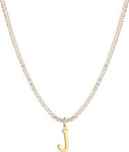 Adornia Initial Charm Tennis Necklace