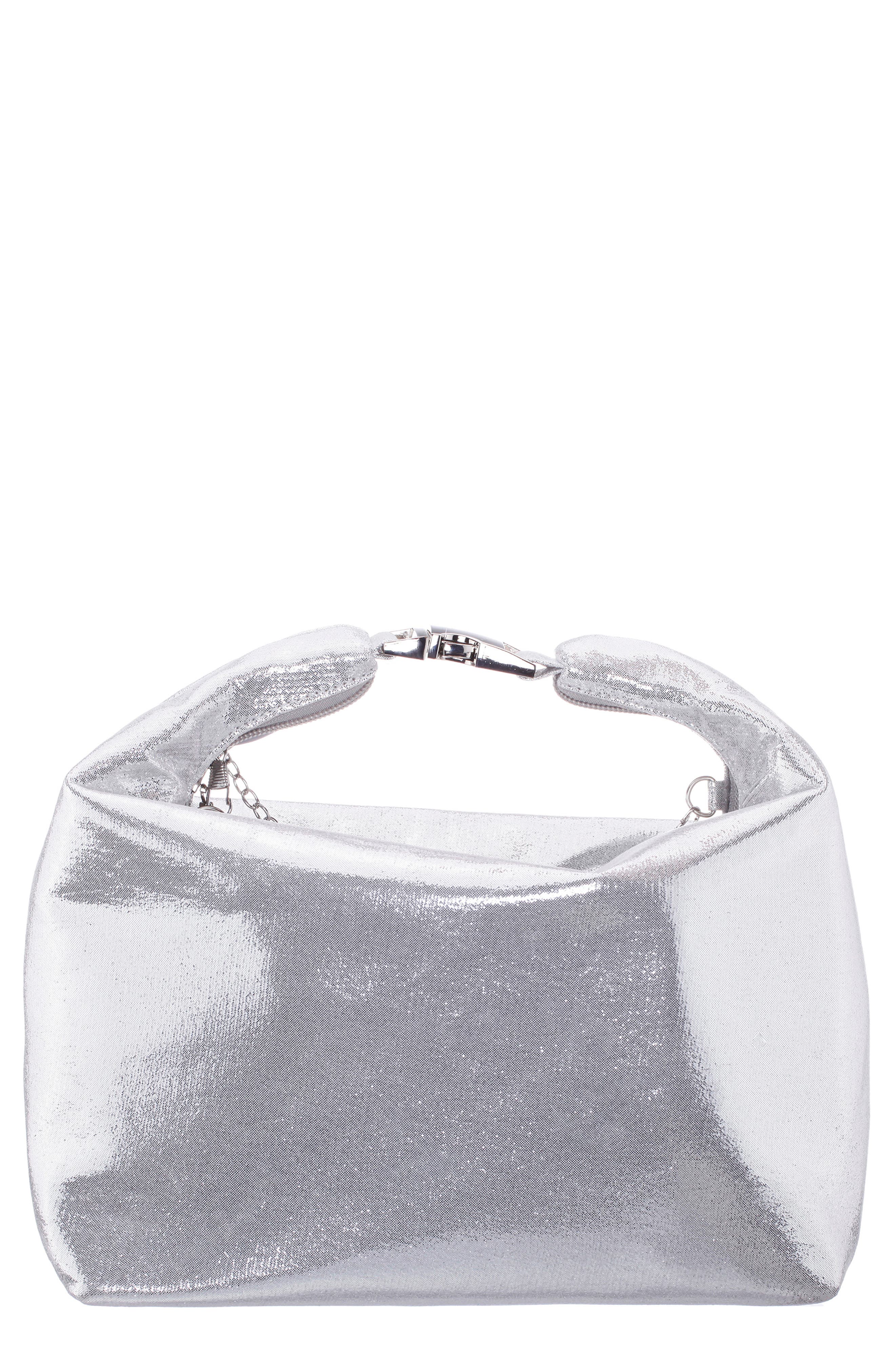 Nina Metallic Hobo Bag, Main, color, True Silver