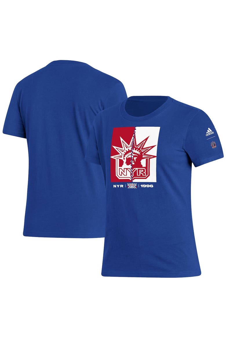 Women's adidas Royal New York Rangers Reverse Retro 2.0 Playmaker T-Shirt, Main, color, Royal