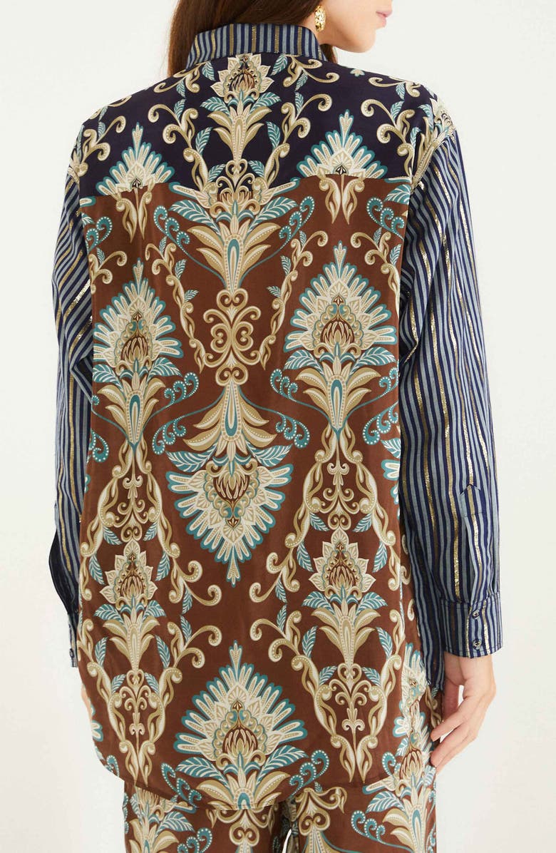 FARM Rio Print Metallic Shirt, Alternate, color, Brown
