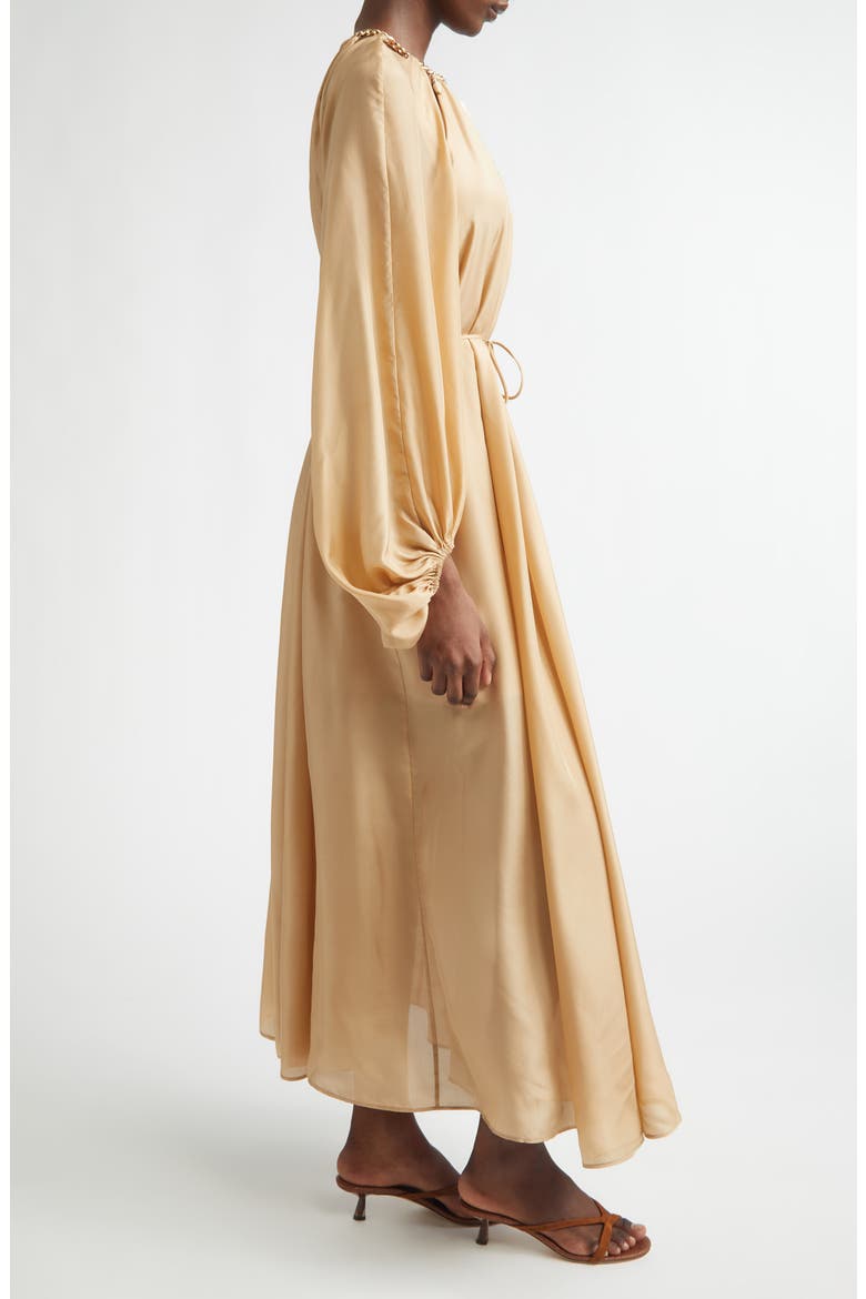 Mahon Long Sleeve Silk Habutae Maxi Dress, Alternate, color, CHAMPAGNE
