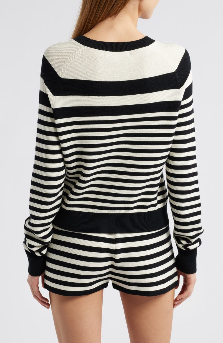 Solid & Striped The Manny Stripe Cotton Sweater, Alternate, color, Noir / Brule Stripe