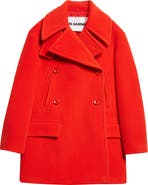 Jil Sander Double Breasted Elongated Wool Peacoat