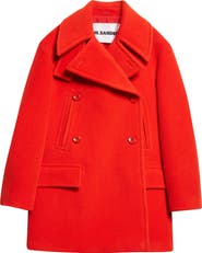 Jil Sander Double Breasted Elongated Wool Peacoat