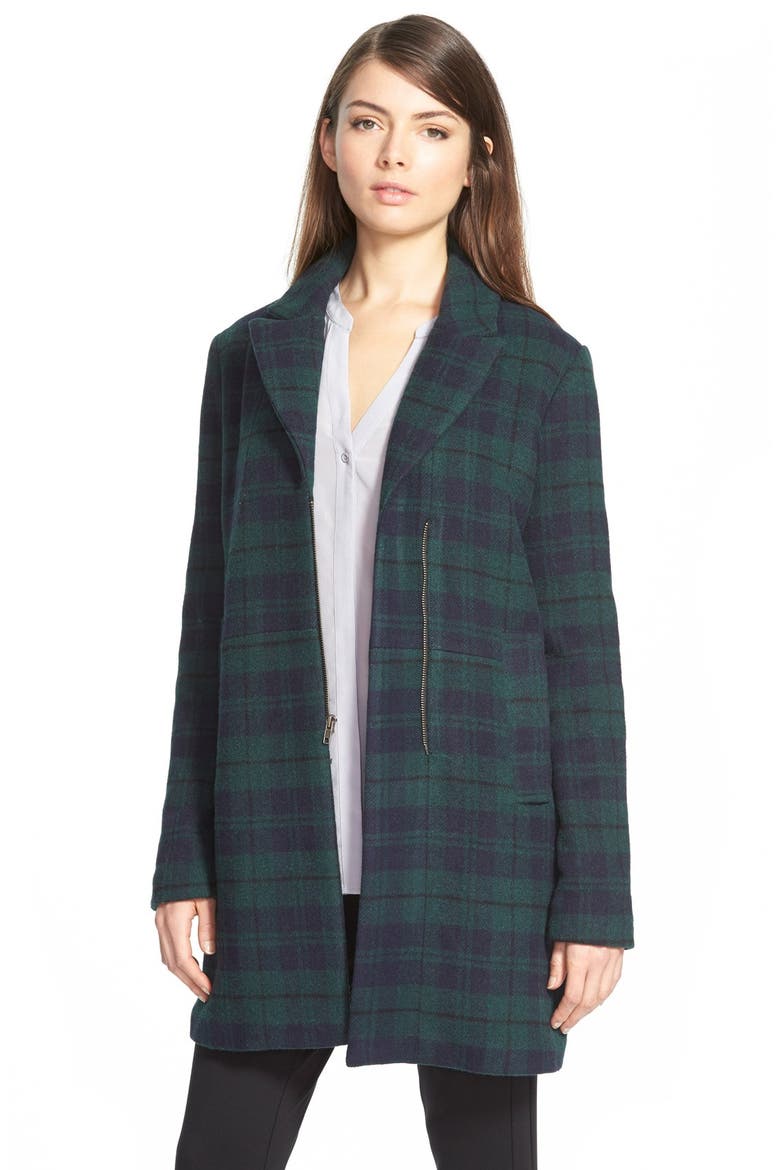 'Cardiff' Plaid Coat, Main, color, NAVY