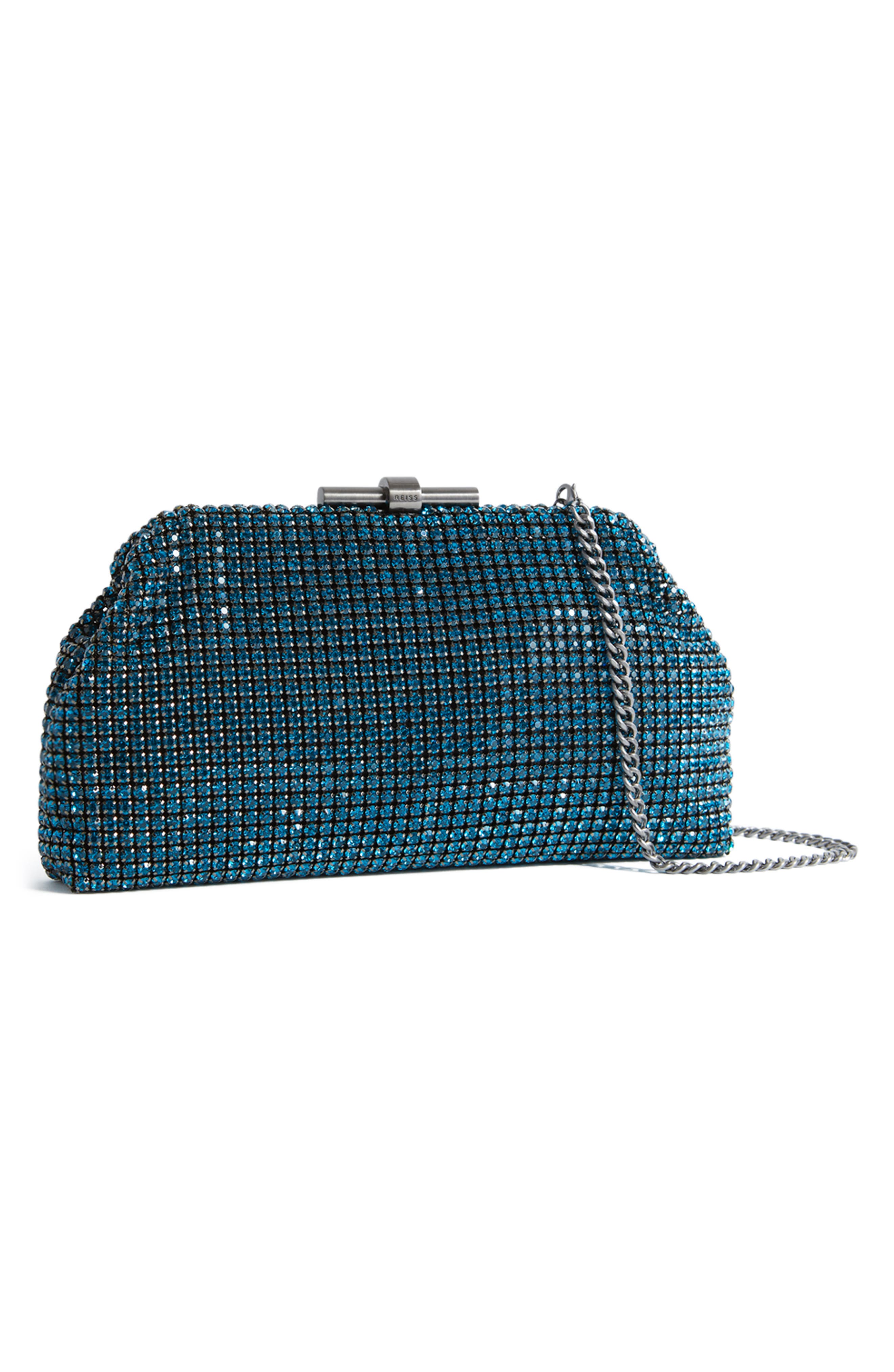 Adaline Crystal Embellished Clutch, Alternate, color, TEAL