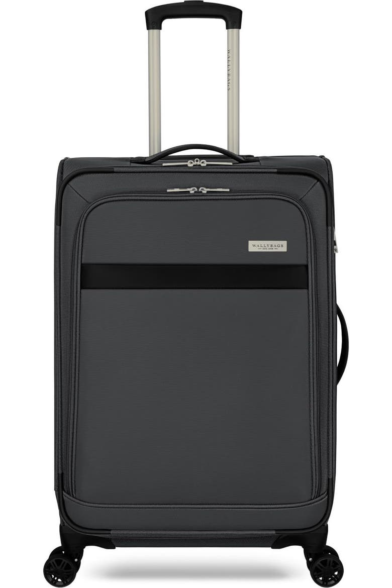 Stratford Softside 25" Medium Checked Spinner Luggage, Main, color, Graphite