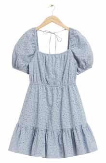 & Other Stories Puff Sleeve Organic Cotton Eyelet Dress