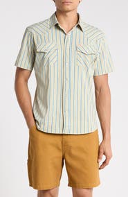 Seager Co El Ranchero Stripe Short Sleeve Stretch Snap-Up Western Shirt