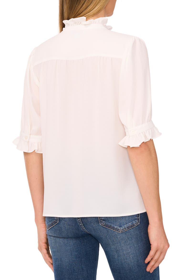 V-Neck Button-Up Shirt, Alternate, color, NEW IVORY