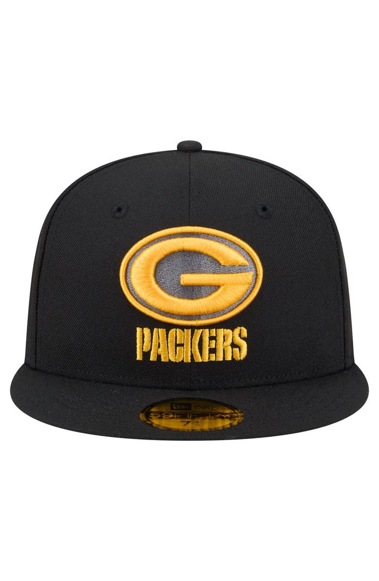 New Era Men's New Era  Black Green Bay Packers Color Pop 59FIFTY Fitted Hat, Alternate, color, Black