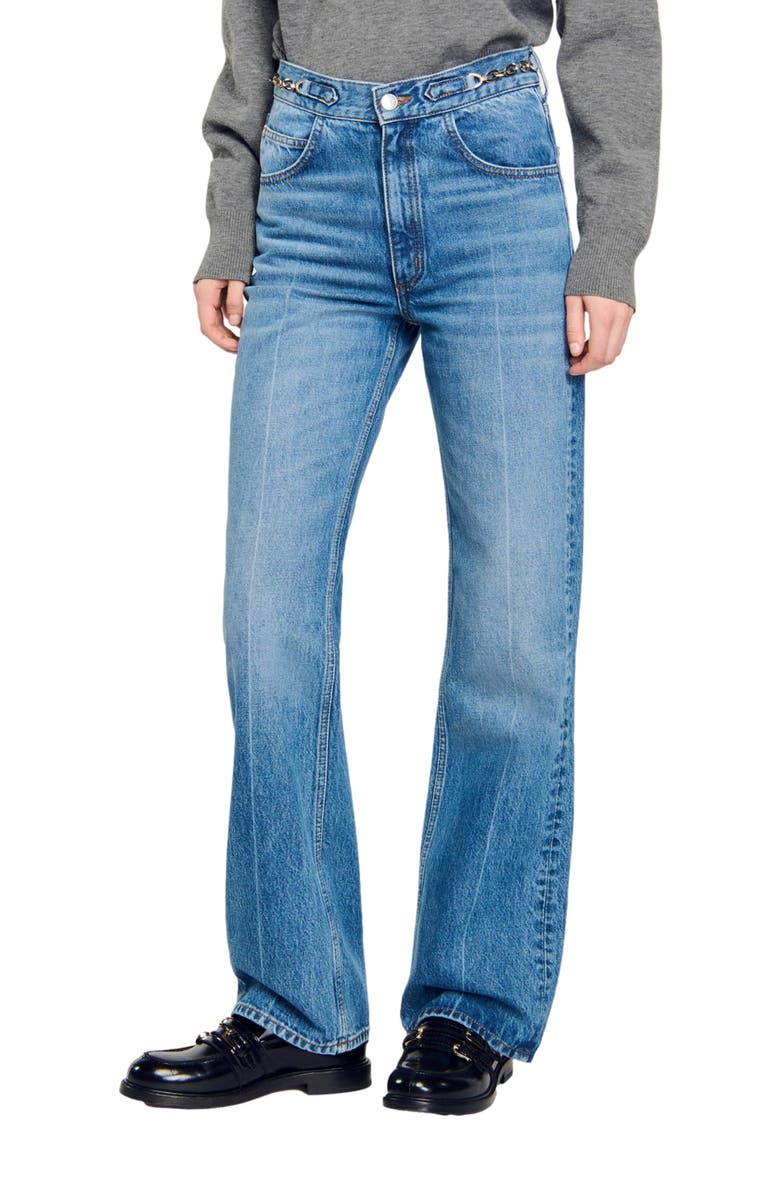 SANDRO Curb chain jeans, Alternate, color, 