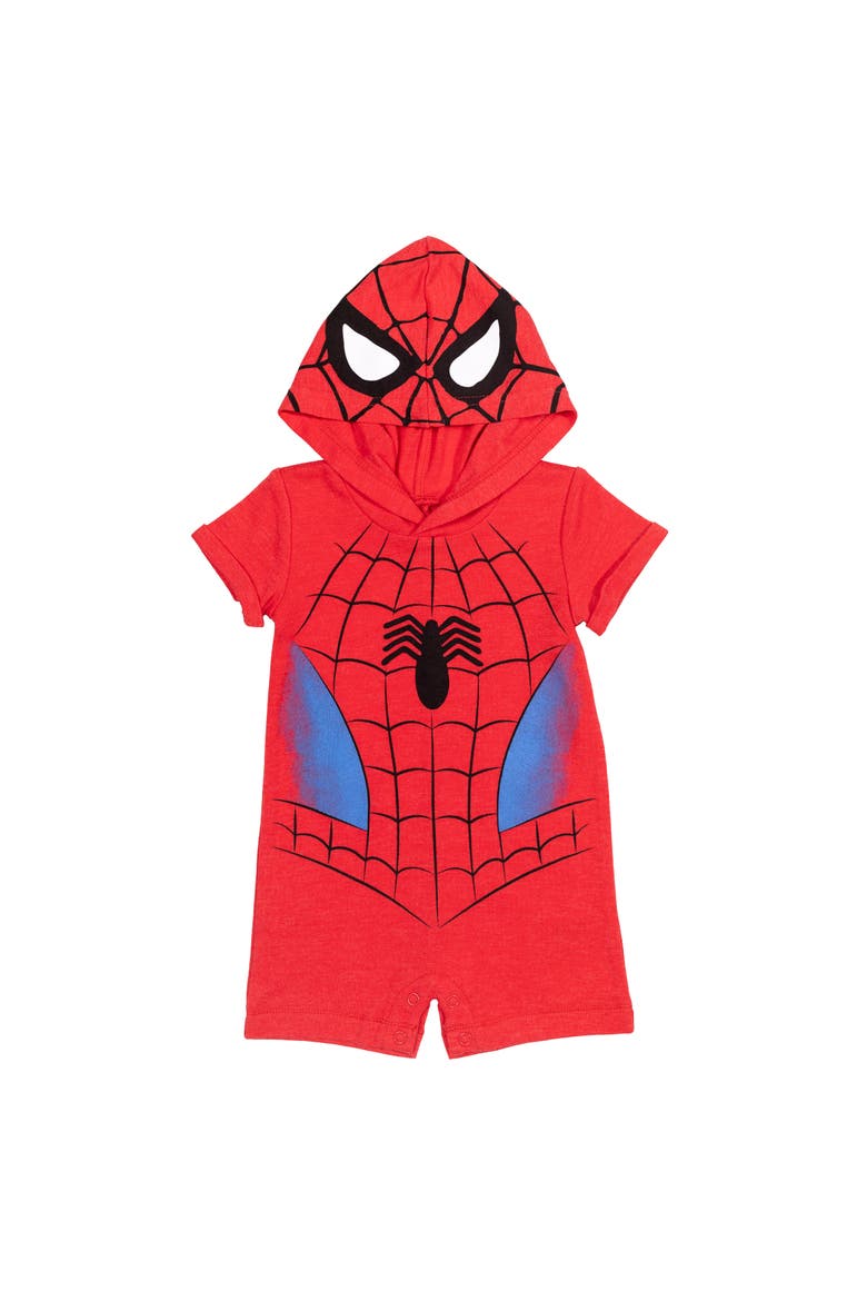 Cosplay Hooded Romper, Main, color, Spider Man Red