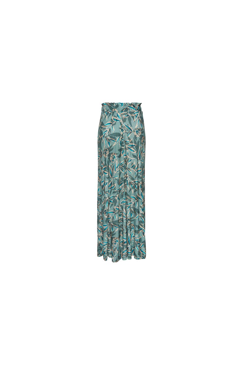 Paperbag Maxi Skirt, Alternate, color, Teal Print