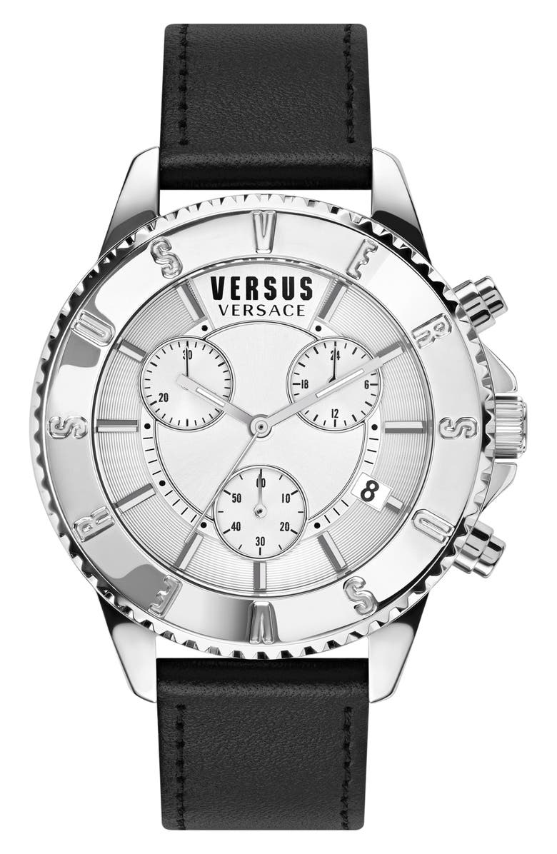 VERSUS Versace Tokyo Leather Strap Chronograph Watch, 44mm, Main, color, 