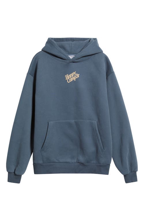 Happy Camp3r Puff Series Core Logo Cotton Blend Hoodie In Blue