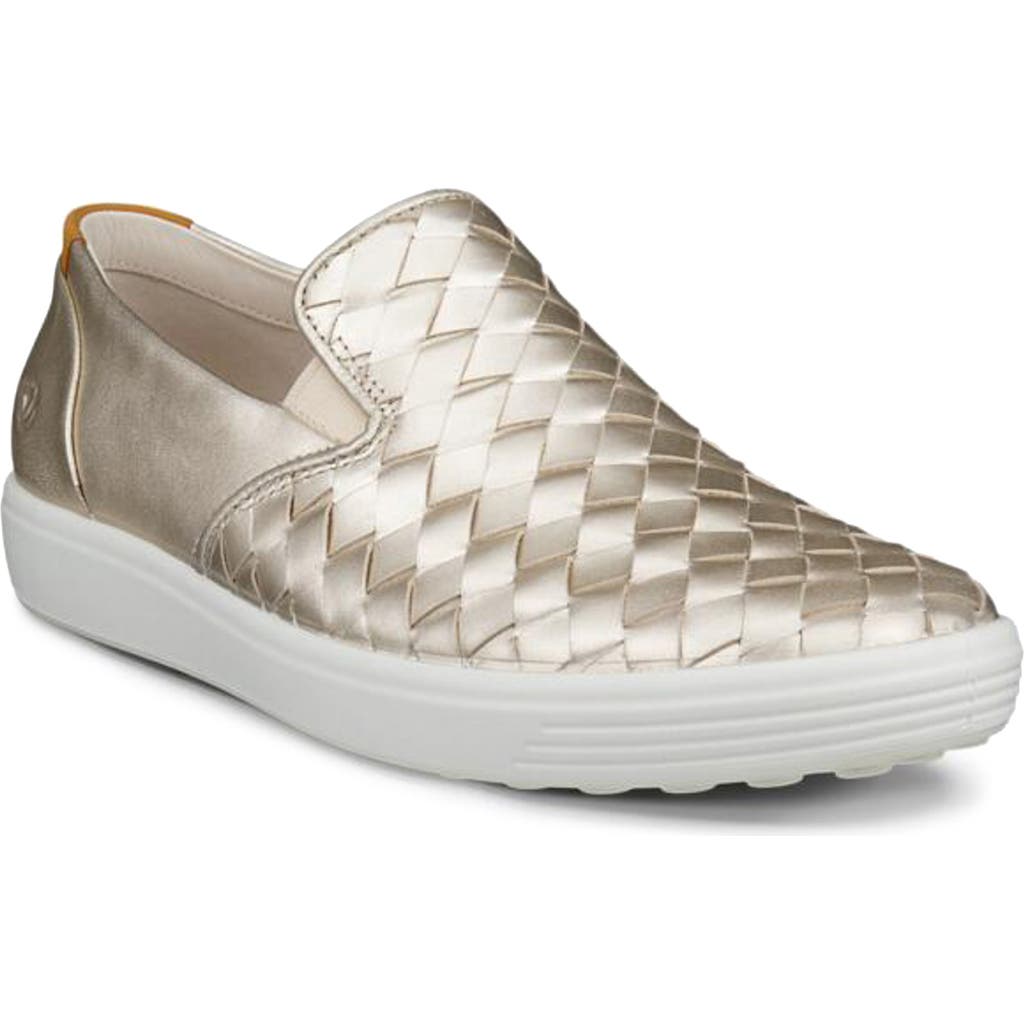 Ecco Soft 7 Slip-on Sneaker In Pure White Gold