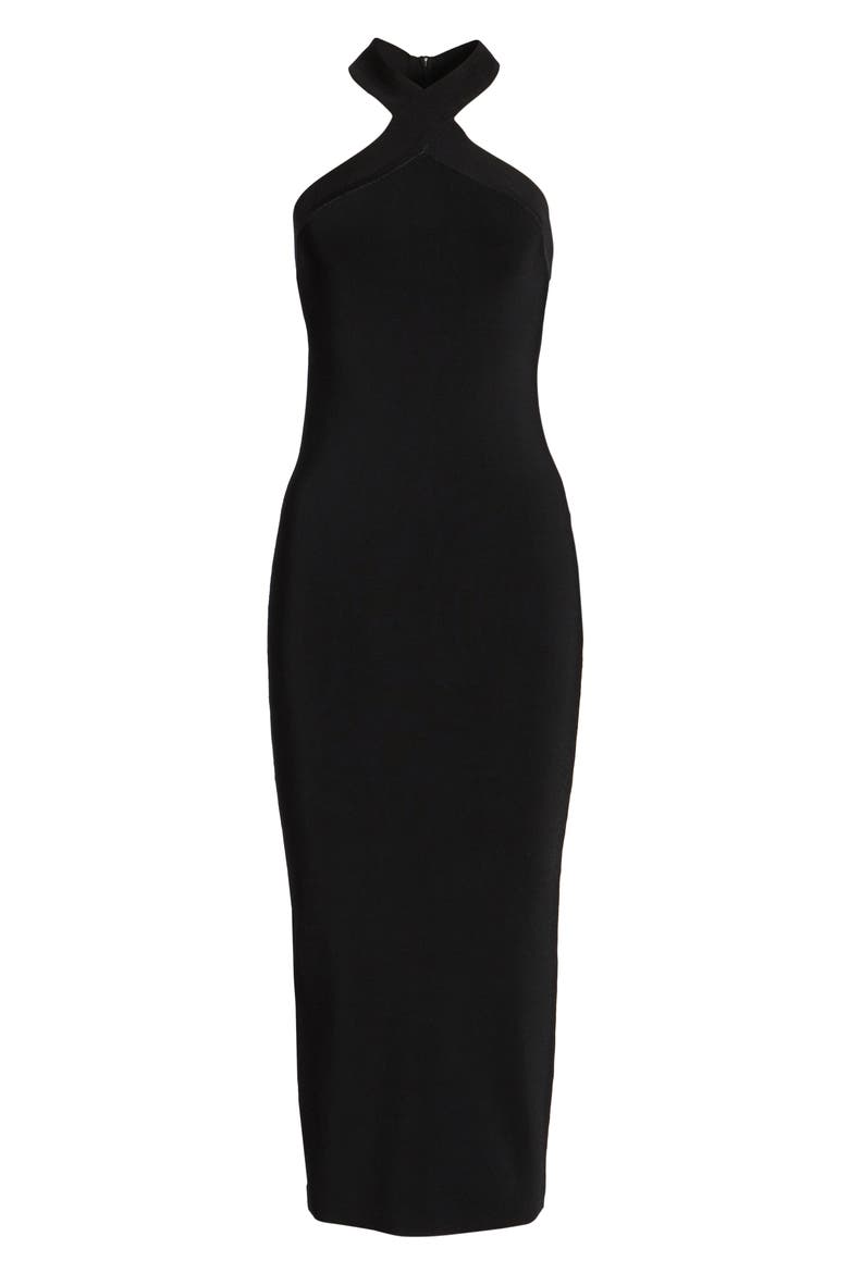 Halter Dress, Alternate, color, BLACK