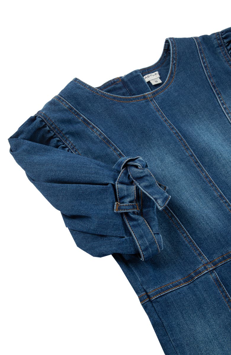 Habitual Girl Kids' Belted Cuff Denim Dress, Alternate, color, 