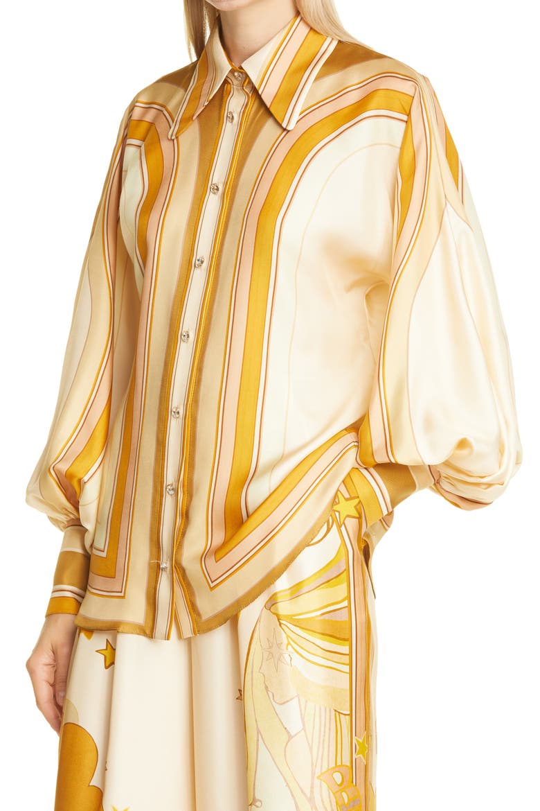 Tempo Poet Sleeve Silk Blouse, Alternate, color, GOLDEN MULTI