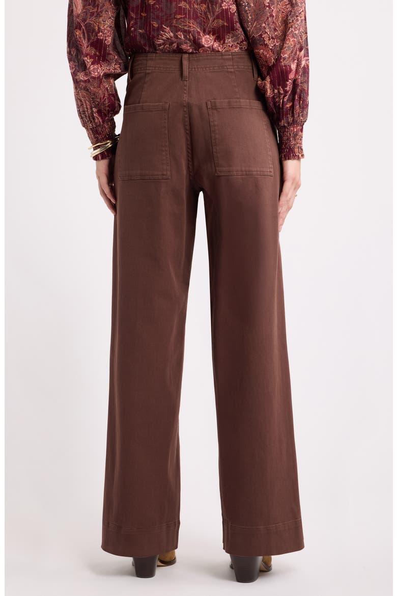 High Waist Wide Leg Twill Pants, Alternate, color, BROWN CHICORY