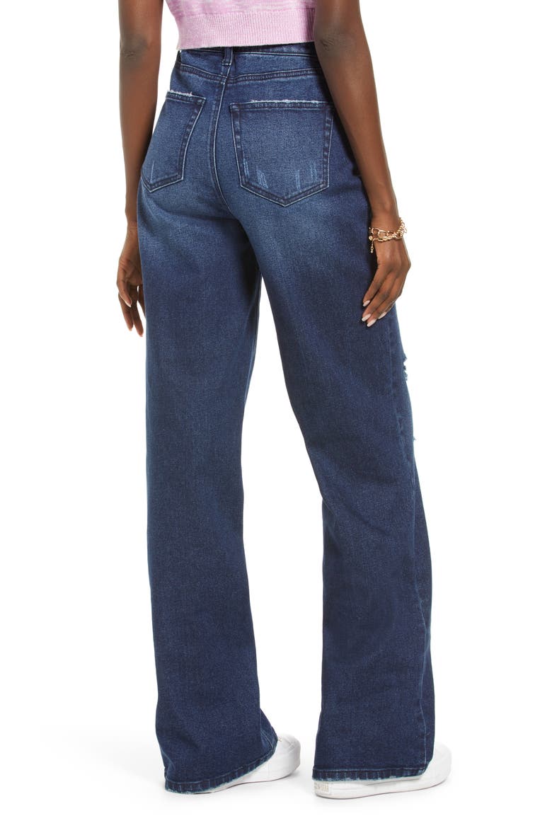High Waist Distressed Wide Leg Jeans, Alternate, color, DARK SUNLAND WASH