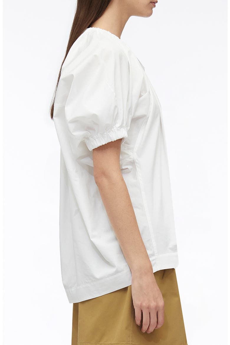 Shirred Puff Sleeve Poplin Top, Alternate, color, WHITE