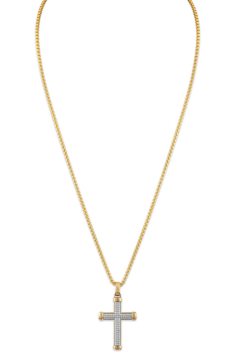 Esquire Diamond Cross Pendant Necklace, Main, color, Gold