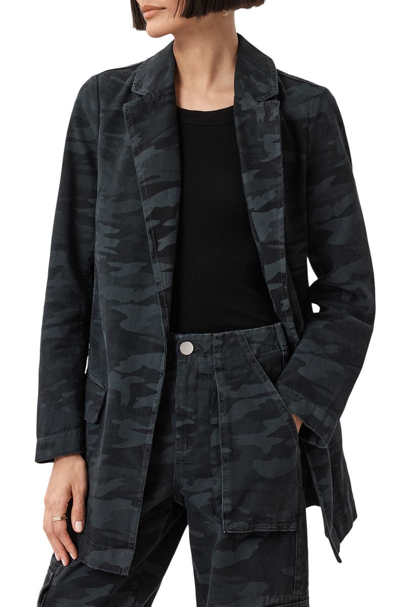 AllSaints Aleida Camo Denim Blazer, Alternate, color,