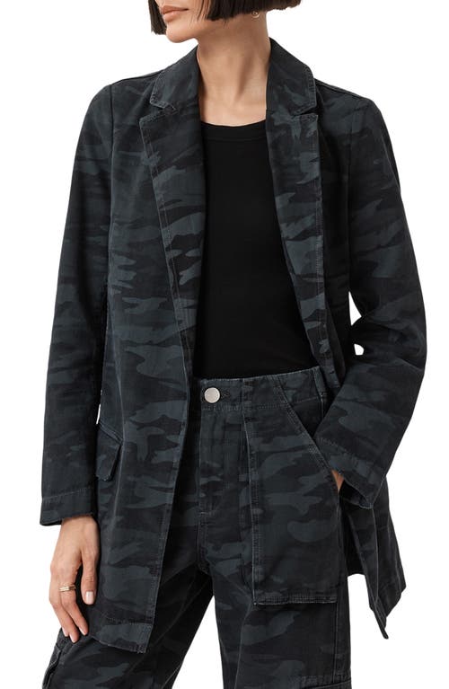 Allsaints Womens Camo Ink Blue Aleida Notch-lapel Tailored Denim Blazer In Black