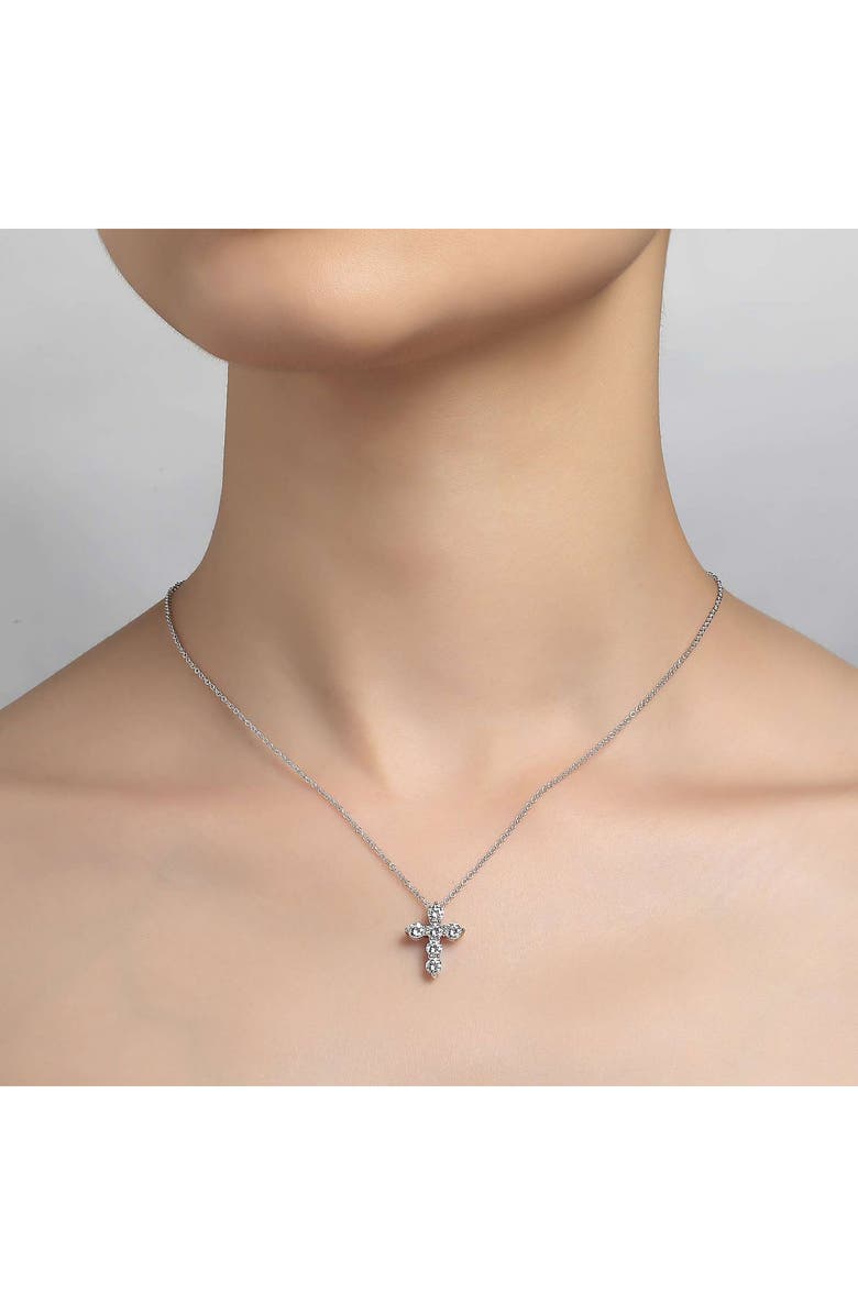 Lafonn Classic Simulated Diamond Cross Pendant Necklace, Alternate, color, 