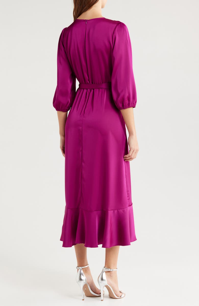 Sam Edelman Faux Wrap Satin Maxi Dress, Alternate, color, Berry