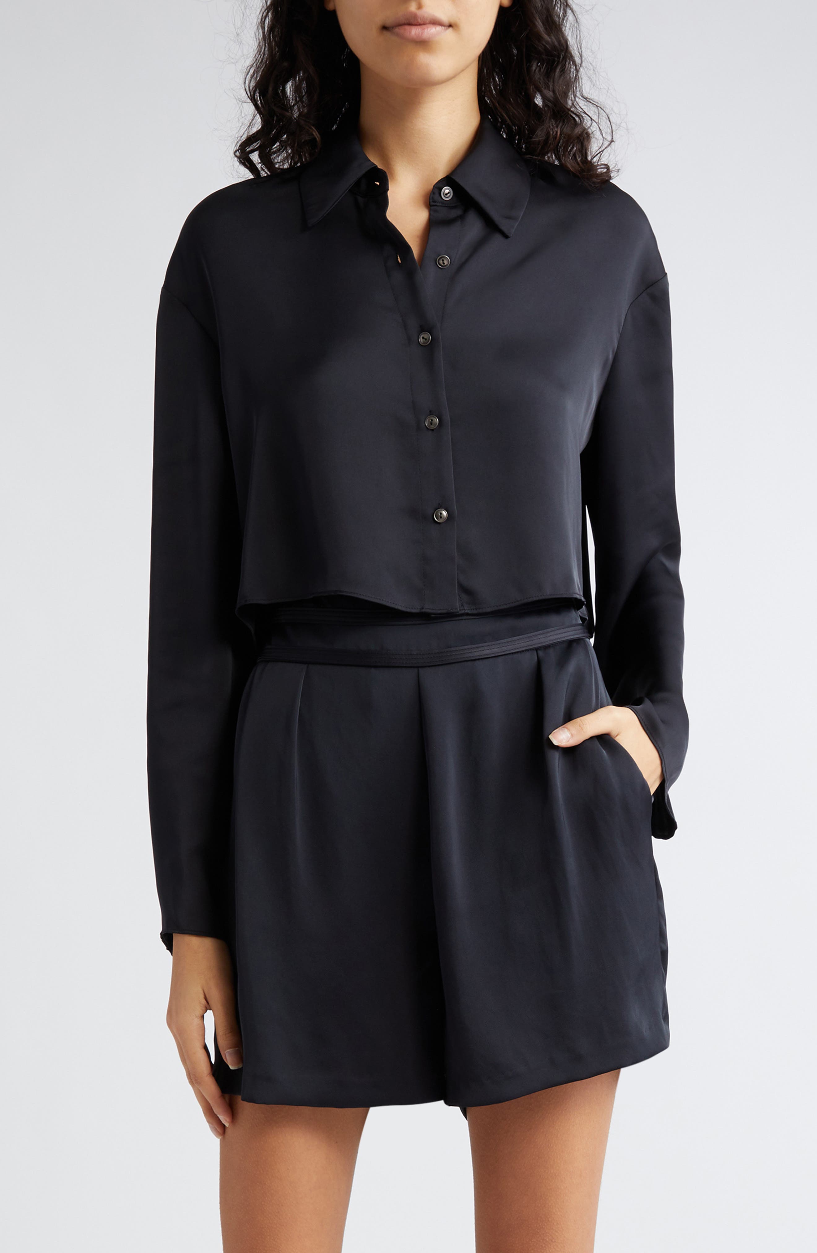 Ramy Brook Skyla Crop Button-Up Shirt