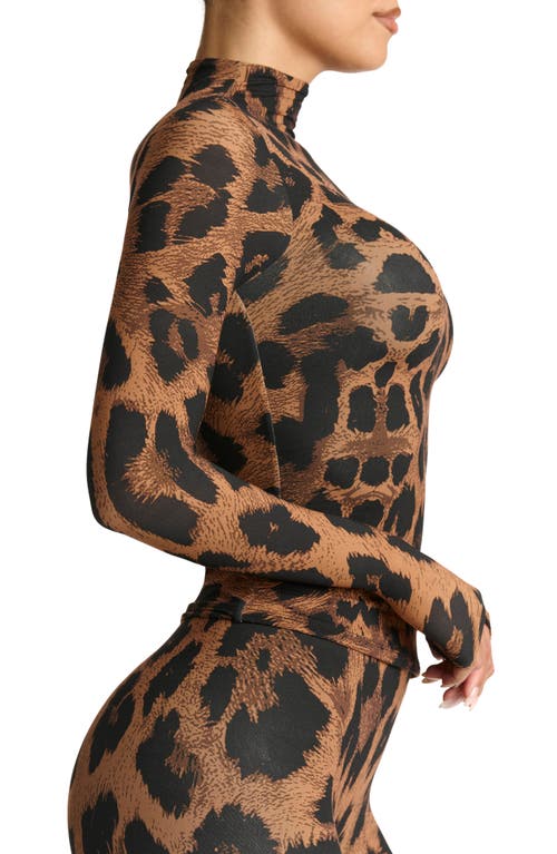Naked Wardrobe Print Turtleneck Top In Leopard