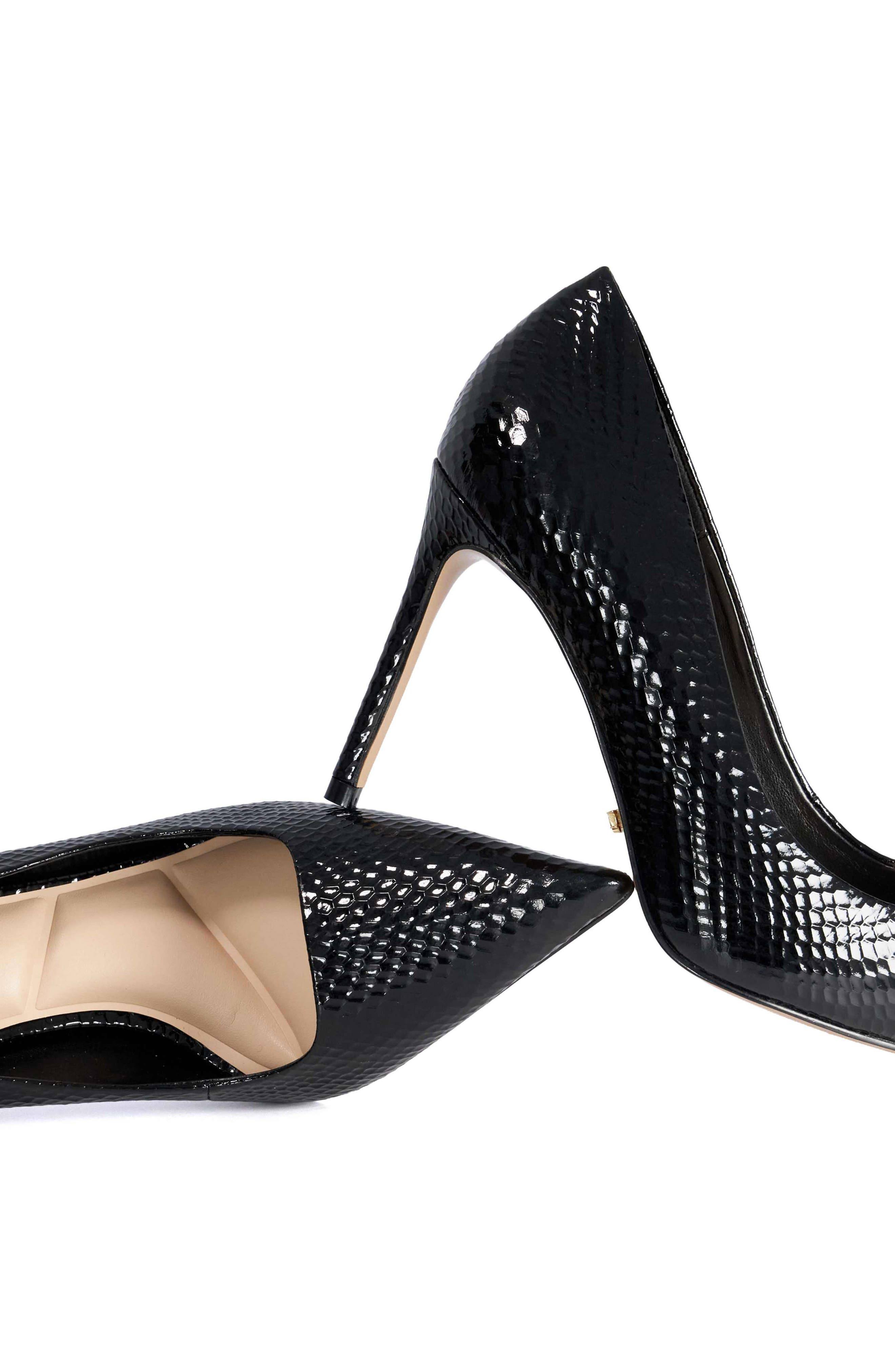 Assured Croc Embossed Faux Leather Pump, Alternate, color, BLACK