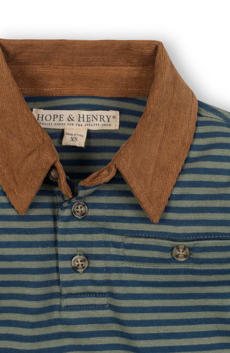 Hope & Henry Kids' Organic Long Sleeve Jersey Polo with Cord Collar, Alternate, color, Harvest Stripe