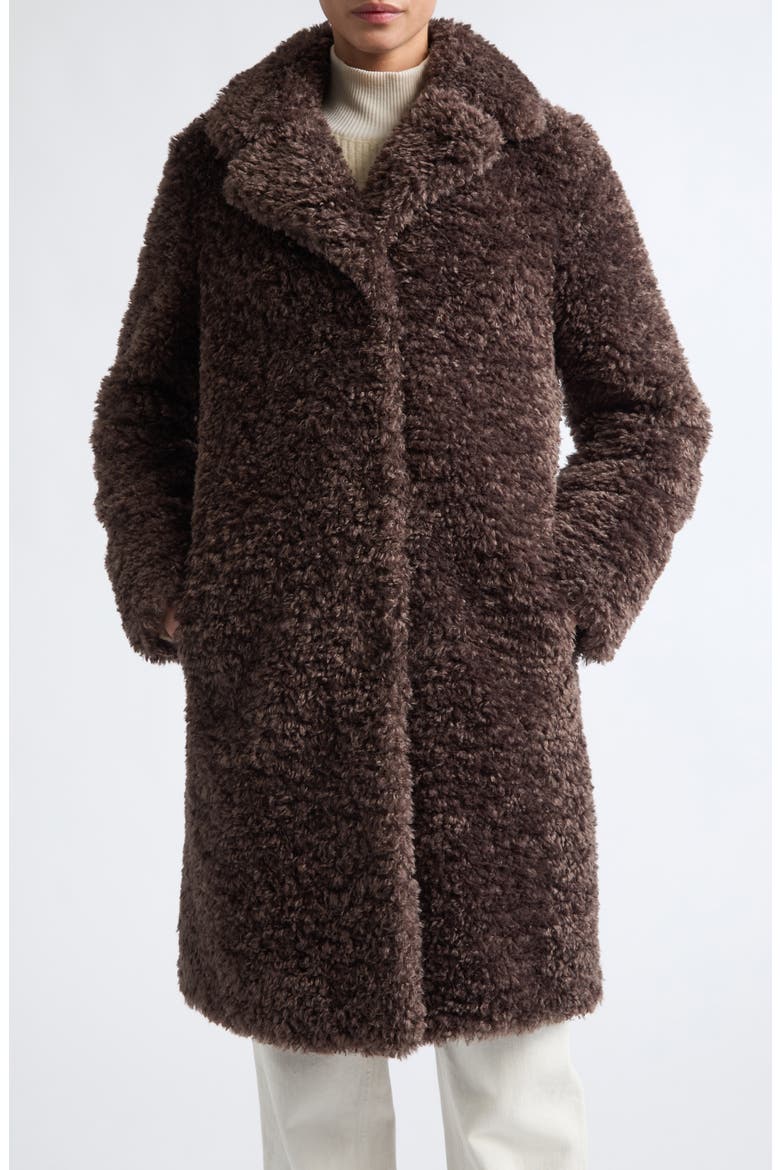 Curly Faux Fur Coat, Main, color, 8810 DARK BROWN