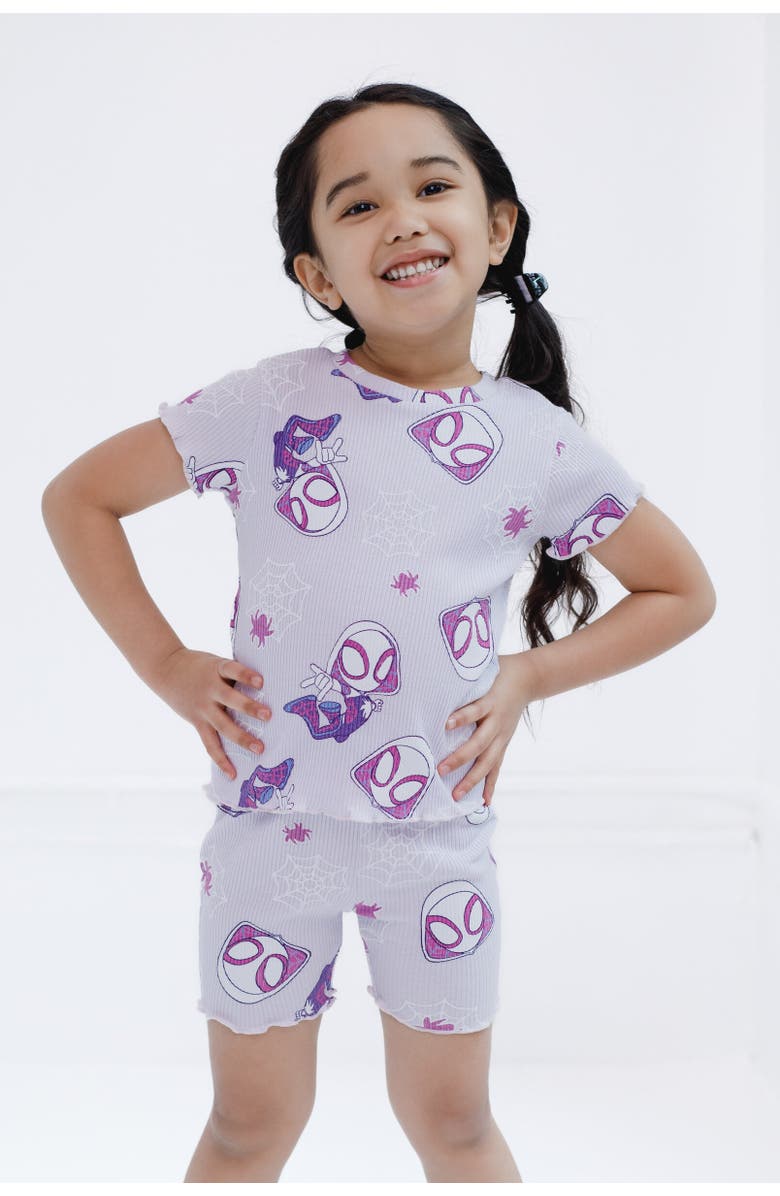 Marvel Ghost-Spider Spidey and His Amazing Friends Ribbed T-Shirt & Shorts Set, Alternate, color, Pale Purple, Ghost Spider