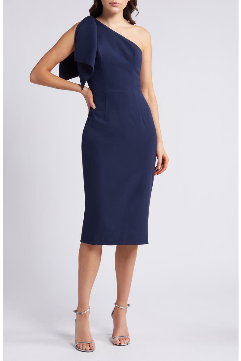 Tiffany One-Shoulder Midi Dress, Main, color, MIDNIGHT