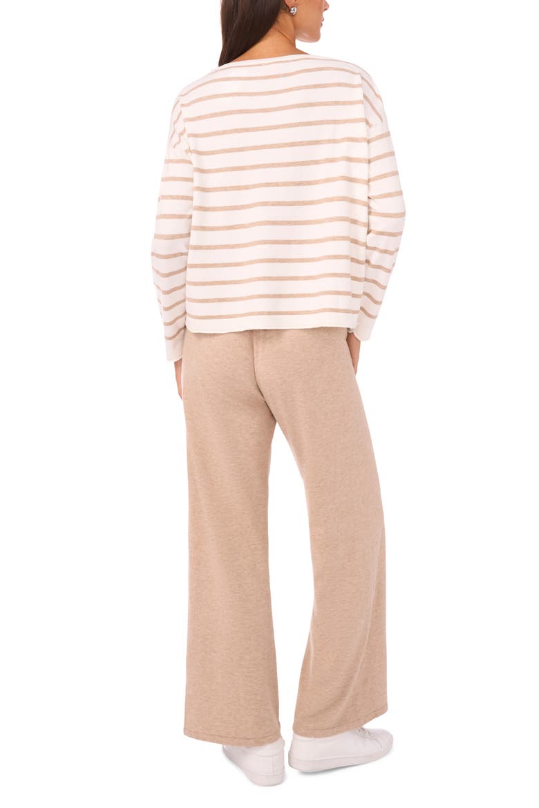 Stripe Rolled Edge Sweater, Alternate, color, ANTIQUE WHITE/ WARM OAT HTHR