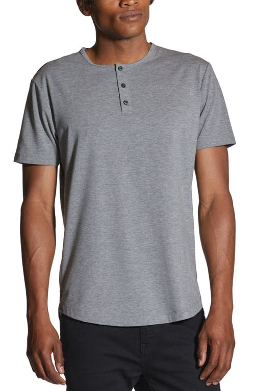 Cuts AO Curved Hem Short Sleeve Henley in Heather Grey  product