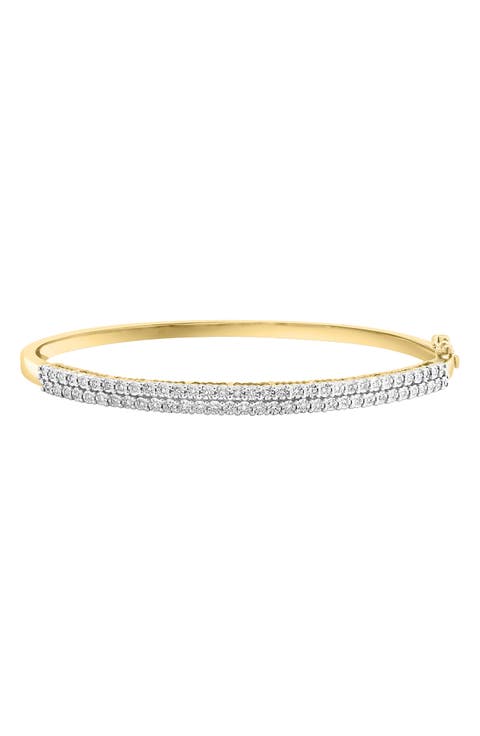 14K Gold Plated Sterling Silver Diamond Bangle Bracelet - 0.32ct.